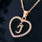 26 Letters Heart-shaped Zircon Pendant Necklace Stainless Steel Gold Color Chains Jewelry Birthday Gift For Women