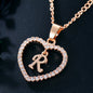 26 Letters Heart-shaped Zircon Pendant Necklace Stainless Steel Gold Color Chains Jewelry Birthday Gift For Women